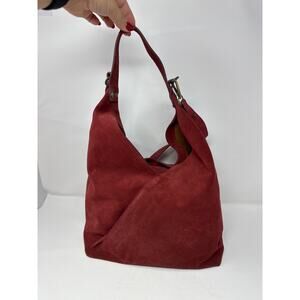 Sundance Origami Red Leather Suede Made in Italy Hobo Slouch Shoulder Bag Purse